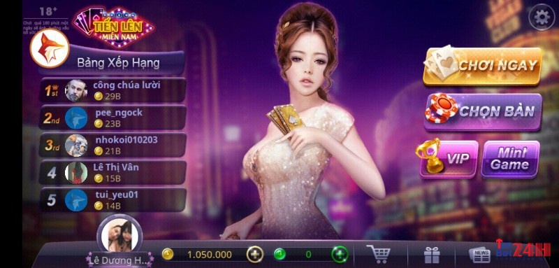 Chơi bài tiến lên không cần tải internet Zing Play