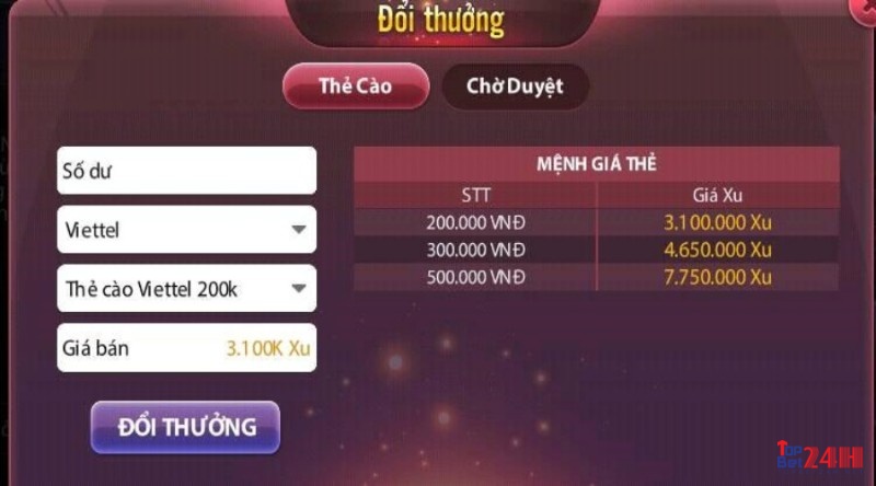 Hình thức đổi thưởng thẻ cào tiện lợi tại game danh bai doi thuong Nhat Loc