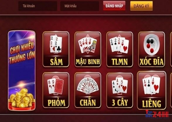 Kho game bài nạp thẻ chất lượng tại topbet24h