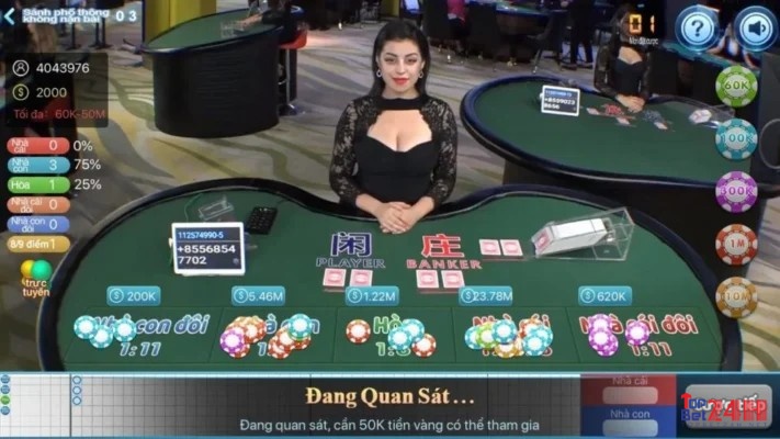 Hình ảnh một vái Baccarat trực tuyến trên CF68.games