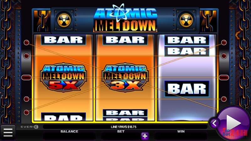 Các biểu tượng kinh điển như 7 và BAR là các biểu tượng nổi bật trong game ATOMIC MELTDOWN