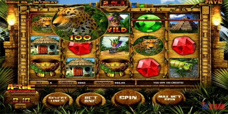 Chơi game AZTEC TREASURE anh em có cơ hội nhận thưởng cao từ các biểu tượng