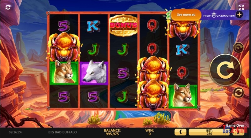 Giao diện chính của game Buffalo Diamonds rất sinh động