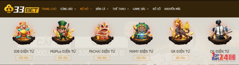 Tại Slot game của nhà cái 33BET có rất nhiều nhà cung cấp game nổi tiếng