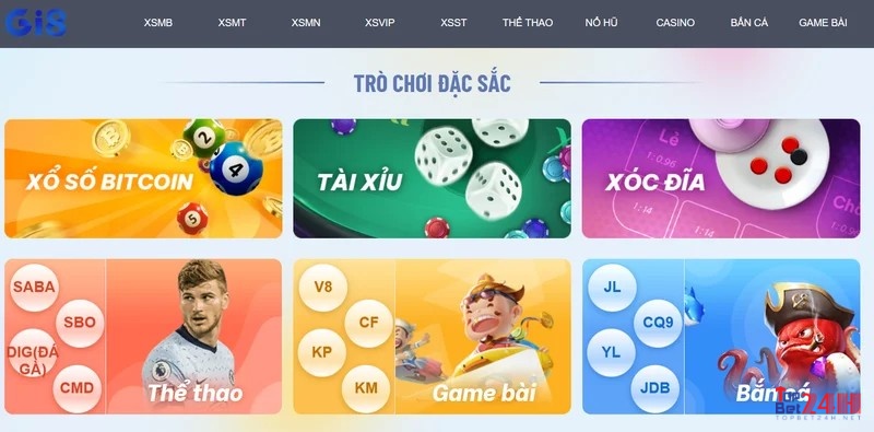 GI8 cung cấp nhiều tựa game trực tuyến bao gồm cả game bắn cá