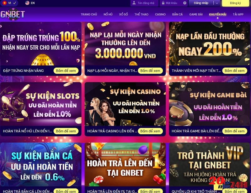 GNBET tặng code cho hội viên khi đăng ký lần đầu