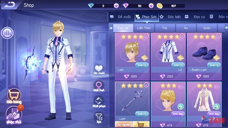 Người chơi sẽ khám phá một loạt các trang phục và đạo cụ trong shop Au iDol SohaGame