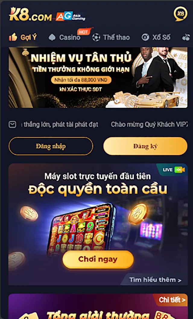 K8 là nhà cái thuộc tập đoàn Game AG Gaming