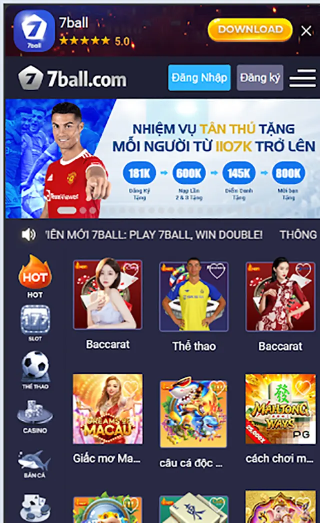 Nhà cái uy tín 7ball với đa dạng sản phẩm cá cược trực tuyến