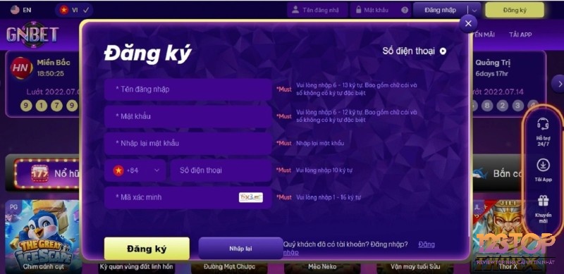 Đăng ký Gnbet cần chú ý các điều khoản điều kiện hệ thống