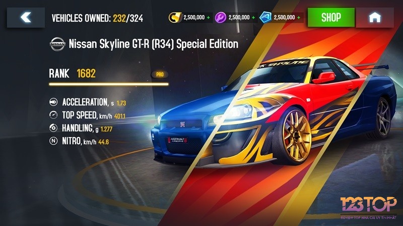 Asphalt 8 có đồ họa 3D sắc nét