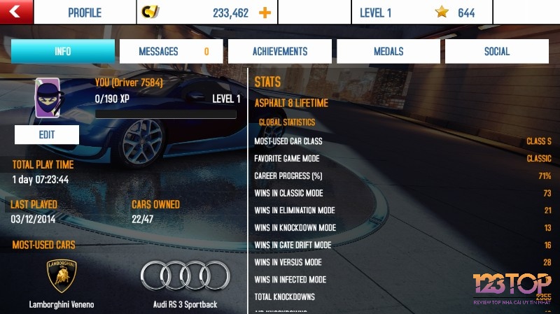 Có 5 hạng xe trong Asphalt 8