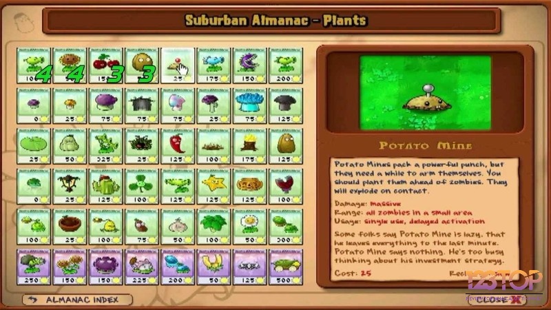 Sách Almanac giúp bạn hiểu rõ cây và zombie