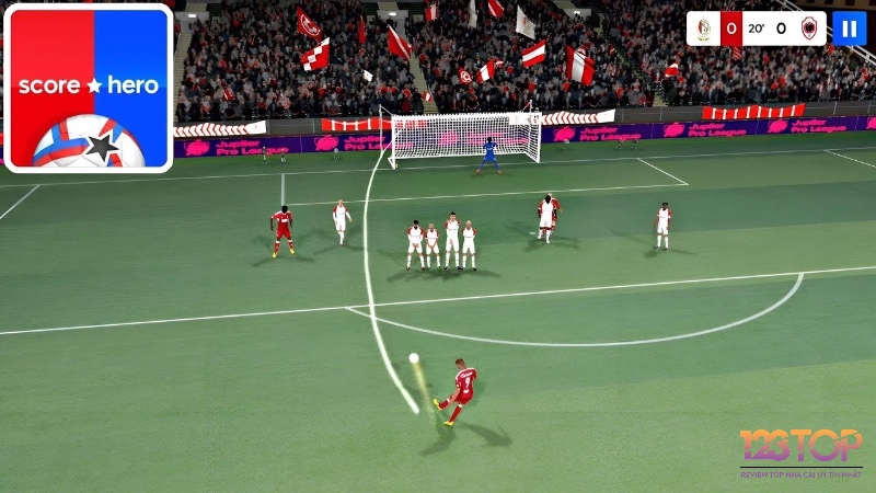 Một pha kiến tạo được vẽ tay bằng cơ chế kéo-thả đặc trưng trong Score! Hero.