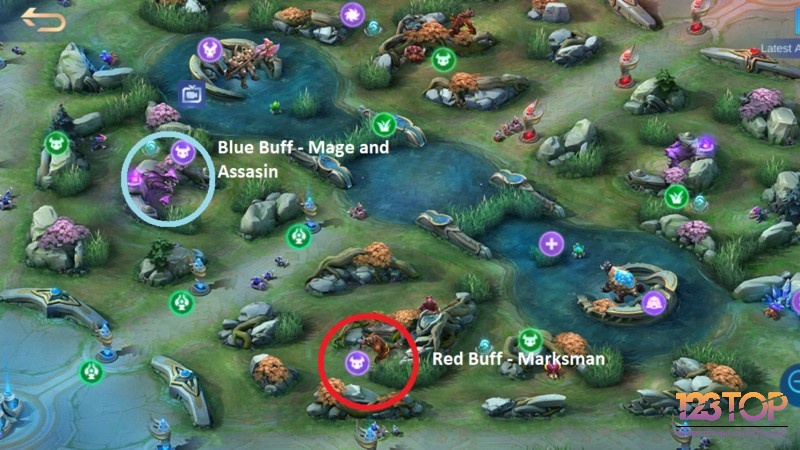 Người mới làm quen với bản đồ và cách điều khiển nhân vật trong game moba mobile.