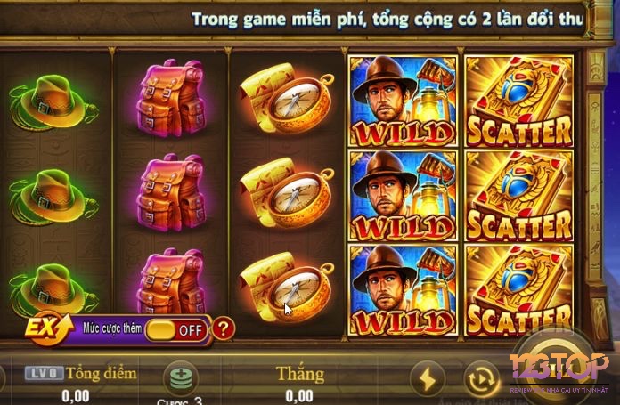 Scatter kích hoạt lượt quay miễn phí và phần thưởng đặc biệt dù không theo dòng thanh toán cố định