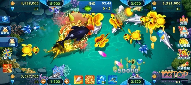 Big Fish cung cấp vũ khí đặc biệt như bom, lưới điện và tia laser, mỗi loại phù hợp với tình huống cụ thể, giúp tối đa hóa hiệu quả khi bắn cá