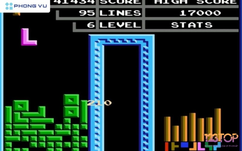 Trở về tuổi thơ với màn hình chơi Tetris với các khối hình màu sắc