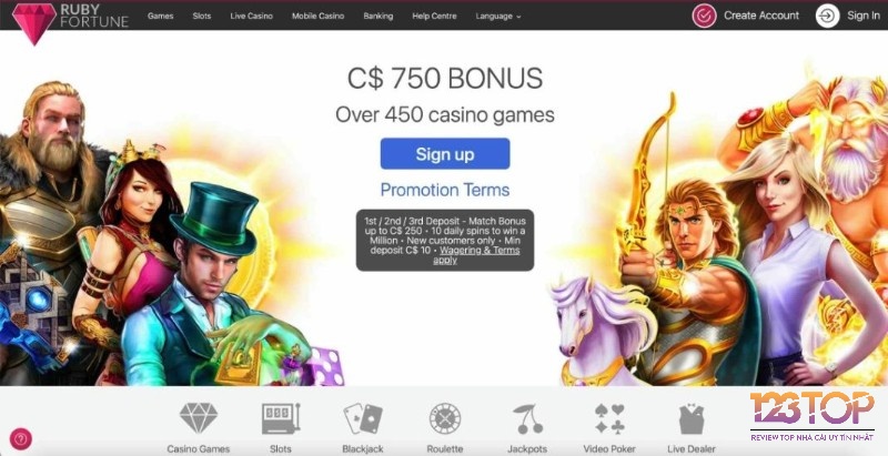 Gói thưởng chào mừng lên đến $750 cho người chơi mới.