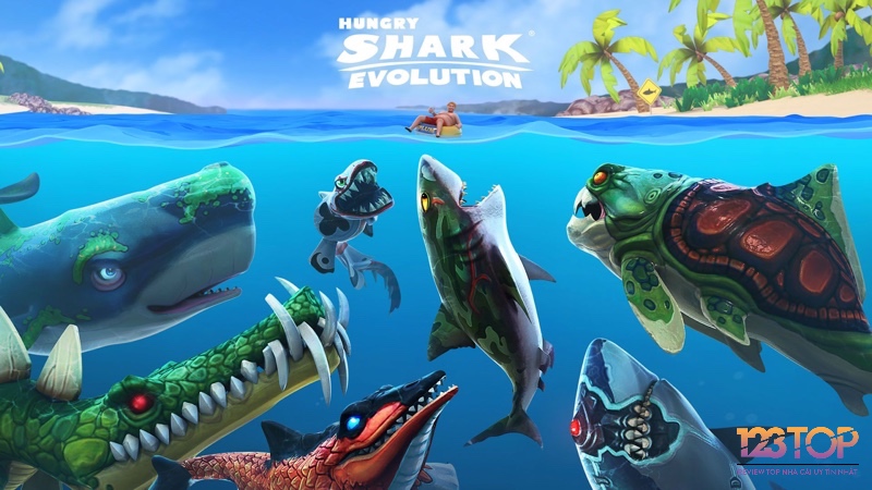 Hungry Shark Evolution cho phép người chơi hóa thân thành cá mập, khám phá đại dương, săn mồi và phát triển với đồ họa 3D sống động ngay cả khi chơi offline