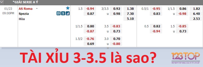 Tỷ lệ 3 3.5 (3.25) là sự kết hợp giữa hai kèo 3.0 và 3.5 – cho phép người chơi thắng hoặc thua một nửa tiền cược.