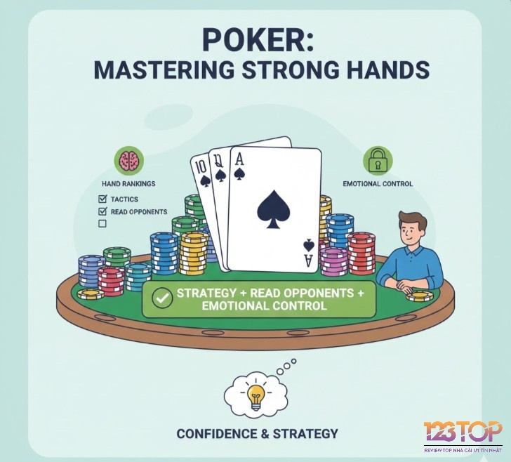 Người chơi poker tự tin xây dựng chiến thuật khi nắm vững các hand mạnh trong poker và biết cách đọc vị đối thủ