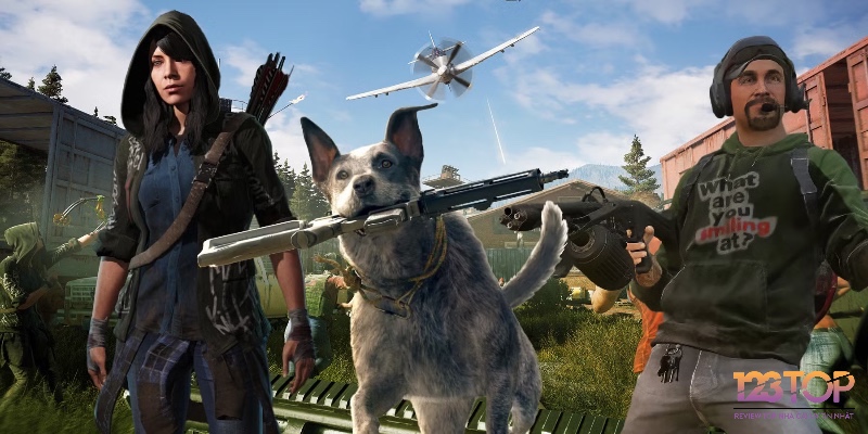 Hệ thống đồng đội con người và động vật tạo chiều sâu chiến thuật và sự gắn kết trong game Far Cry 5.