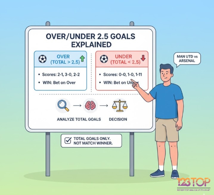 Người chơi phân tích tổng số bàn thắng trận đấu giữa Manchester United và Arsenal để đặt kèo Tài Xỉu 2.5