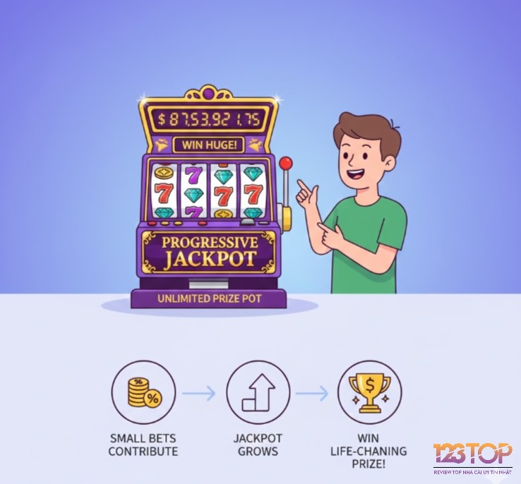 Người chơi bị cuốn hút bởi Progressive jackpot, nơi giá trị giải thưởng không giới hạn và liên tục tăng, mang đến cơ hội "đổi đời" cùng sự phấn khích tột độ