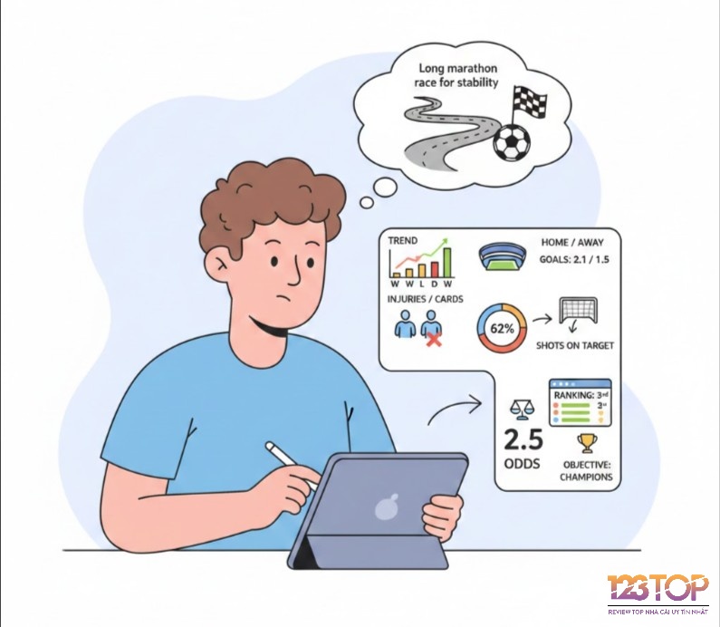 Người chơi phân tích phong độ, lực lượng và bảng xếp hạng để dự đoán kết quả trận league