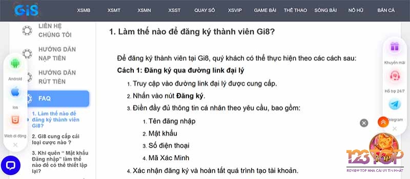 Để đăng ký Gi8 thành công bạn cần tuân thủ các điều kiện của nhà cái
