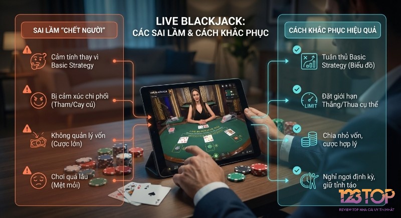 Hướng dẫn toàn diện Live Blackjack: tổng hợp các sai lầm "chết người" và phương pháp khắc phục hiệu quả, nâng cao kỹ năng