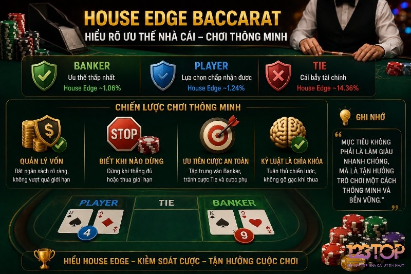 Hiểu rõ house edge baccarat là gì, chiến lược chơi thông minh, hiệu quả