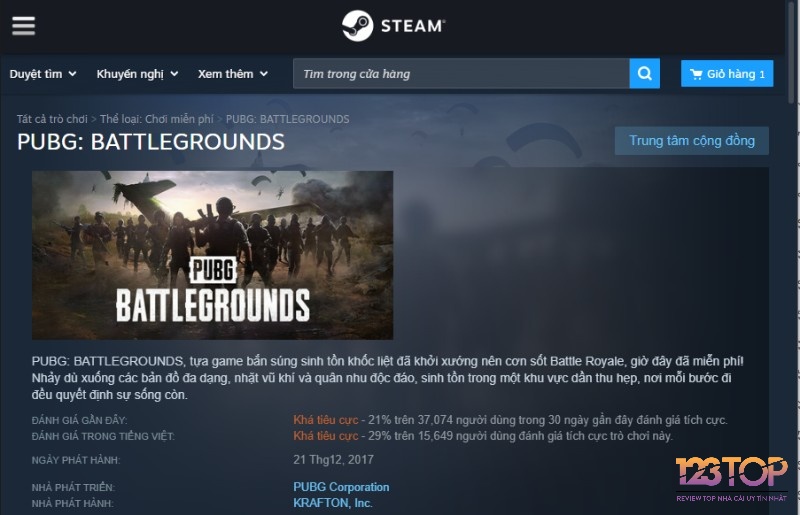 Tìm PUBG trên Steam